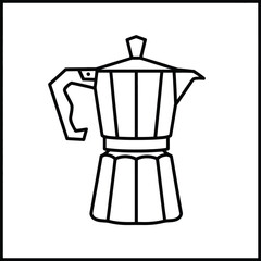 Moka Pot Line Art Illustration for Coffee Making and Beverage Preparation