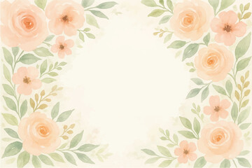 Vintage floral background with romantic pink roses, elegant frame, and decorative hearts for a wedding or Valentine's Day card design
