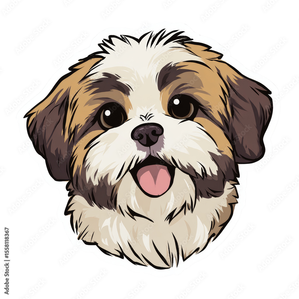 Aufkleber Adorable Shih Tzu Puppy Portrait with Playful Expression Against Transparent Space