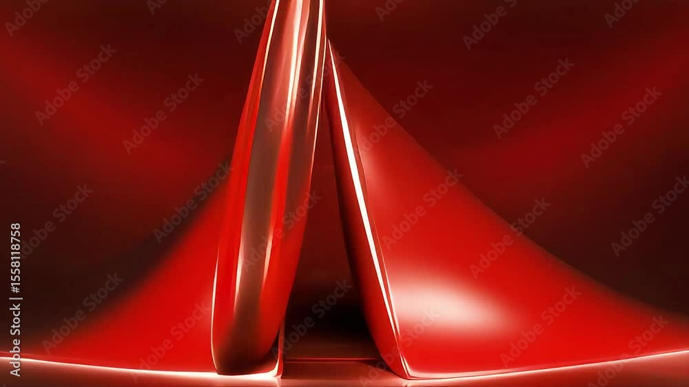 Poster Dynamic Red Abstract Shapes in Motion