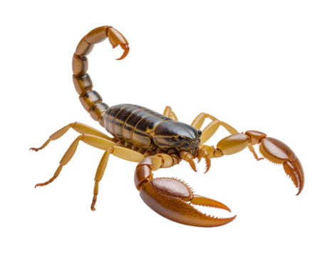 Scorpion with Curved Tail and Pincers Representing Desert Predator Isolated on White Background