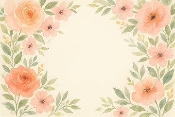 Vintage floral background with romantic pink roses, elegant frame, and decorative hearts for a wedding or Valentine's Day card design