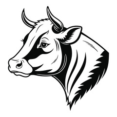 Minimalist Vector Cow Head Illustration for Farm and Dairy Branding vector file