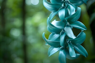 Exquisite close up of hanging jade vine flowers showcasing intricate petal detail and natural beauty