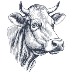 Vintage Hand-Drawn Bison Head Illustration in Engraving Style vector file