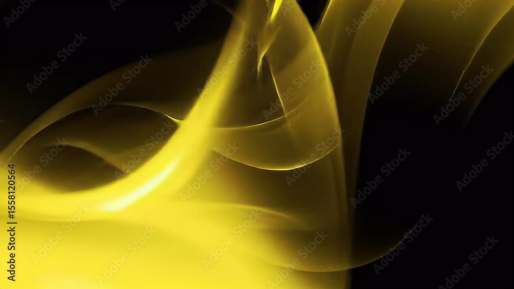Poster Golden Abstract Flowing Motion in Dark Background