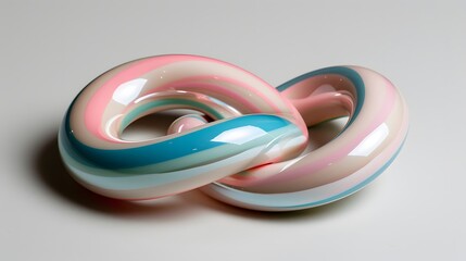 Fototapeta premium Colorful Abstract Sculpture with Glossy Finish and Fluid Design in Soft Pastel Shades