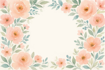 Vintage floral background with romantic pink roses, elegant frame, and decorative hearts for a wedding or Valentine's Day card design