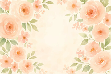 Vintage floral background with romantic pink roses, elegant frame, and decorative hearts for a wedding or Valentine's Day card design