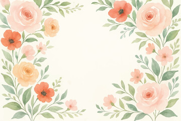 Vintage floral background with romantic pink roses, elegant frame, and decorative hearts for a wedding or Valentine's Day card design