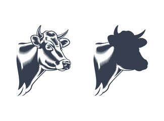 Minimalist Vector Cow Head Illustration for Farm and Dairy Branding vector file