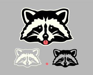 Raccoon Head Mascot Logo and Sticker Vector Set (EPS) Ready use with Separate parts.