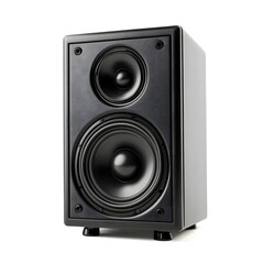 Fototapeta premium A new black bookshelf speaker isolated on white background 