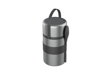 Stainless Steel Lunch Box, Insulated Bento Lunch Box. 3d illustration