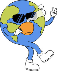 Cool Earth Mascot with Retro Sunglasses

