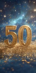 Glittering Golden 50th Anniversary Celebration  Festive Background