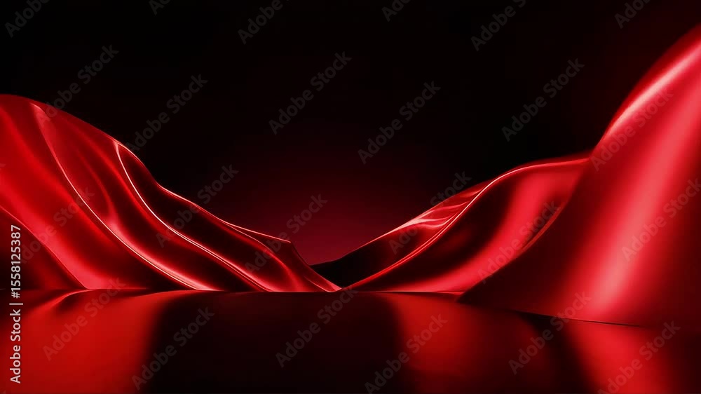 Poster dynamic red fabric flowing in a dramatic scene