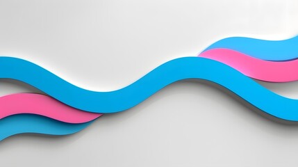 Abstract Wavy Lines in Pink and Blue Colors on Neutral Background for Modern Design Aesthetics