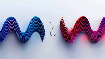 Abstract Waves Design in Blue and Red Colors with Curved Forms and Smooth Texture