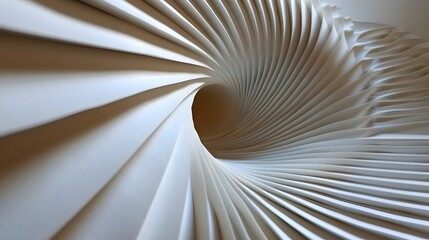 Abstract Spiral Design of White Paper Curves and Waves in a Three-Dimensional Perspective