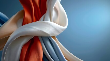 Abstract Silk Fabric Art with Soft Colors and Elegant Twists in a Graceful Composition