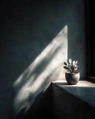 Sunlit Succulent in Minimalist Interior