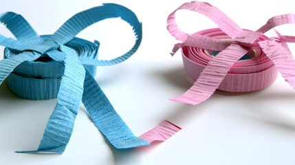Colorful Blue and Pink Ribbons with Bows Perfect for Crafting and Gift Wrapping Projects