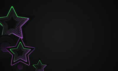 Fototapeta premium Black template wallpaper background with stars gradient colorful shining light effect graphic