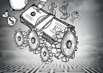 Illustrative image of gears and money