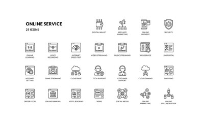 Online Service Icons for Finance Streaming and Cloud Tools