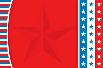 Obraz premium Patriotic flat design showing red panel with star silhouette featuring striped and starred bands