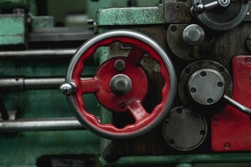 Spinning valve on machinery in factory