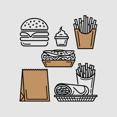 Fast Food Outline Icon Set