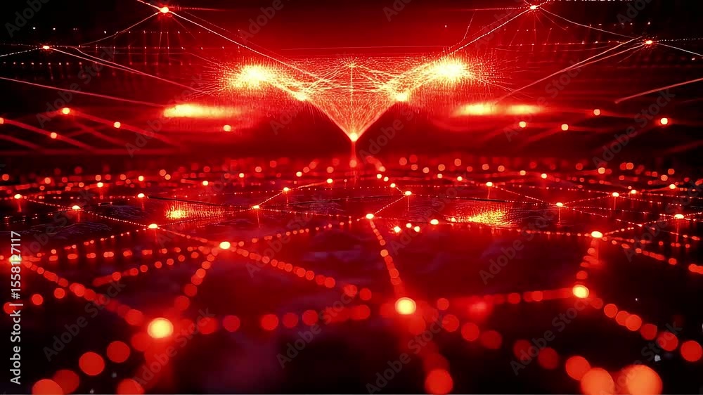 Aufkleber Dynamic Red Light Network Patterns in Motion