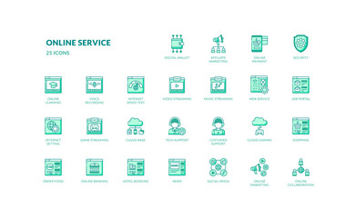 Online Service Icons for Web Apps and Digital Interfaces