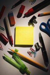 Students table with school supplies