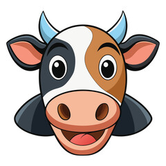 Colorful Cartoon Cow Head Vector Illustration Fun Farm Animal Design