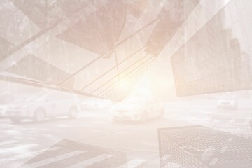 composite of Manhattan street with taxis and skyscrapers and bright lights