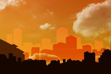 Digital composite image of cityscape