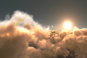 Scenic view of orange sun over clouds during sunset