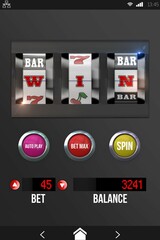 Slot machine with text and numbers on mobile screen