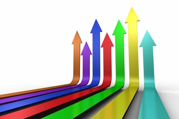 Colourful arrows pointing up