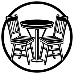 Table and Chairs Vector Icon – Flat Style Furniture Illustration

