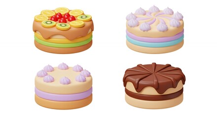 Colorful variety of mini cakes