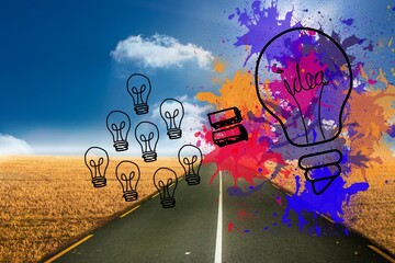 Light bulbs on splashes over street