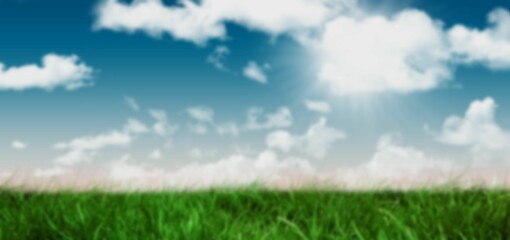 Panoramic view of grassy field against sky