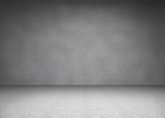 Empty concrete studio space is being shown in flat design with wall-floor junction, copy space