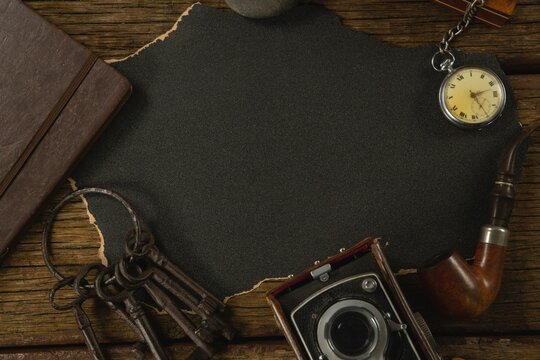 Paper piece with tools on table