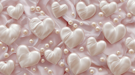 Cute Background Wallpaper with Hearts and Pearls