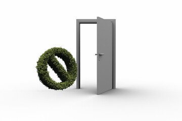 No entry symbol of topiary by open door